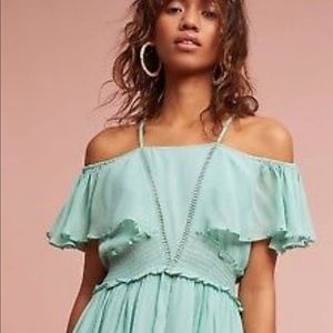 Anthropologie Maeve off The Shoulder Green Dress